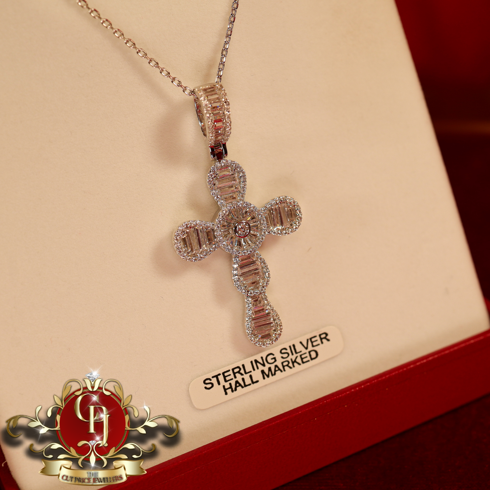 Sterling Silver "Kellie" Cross & Chain with Cubic Zirconia