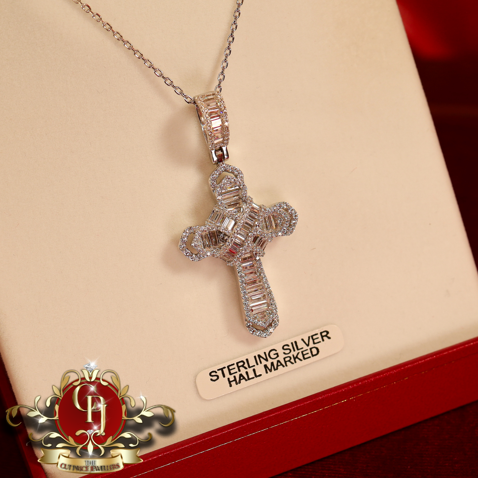 Sterling Silver "Katie" Cross & Chain with Cubic Zirconia