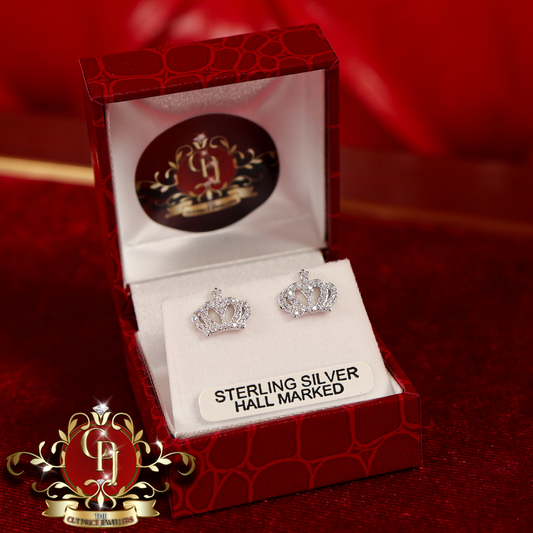 CHRISTMAS DROP NO.4: "Talia" Crown Studs (Sterling Silver with Cubic Zirconia) | The Cut Price Jewellers