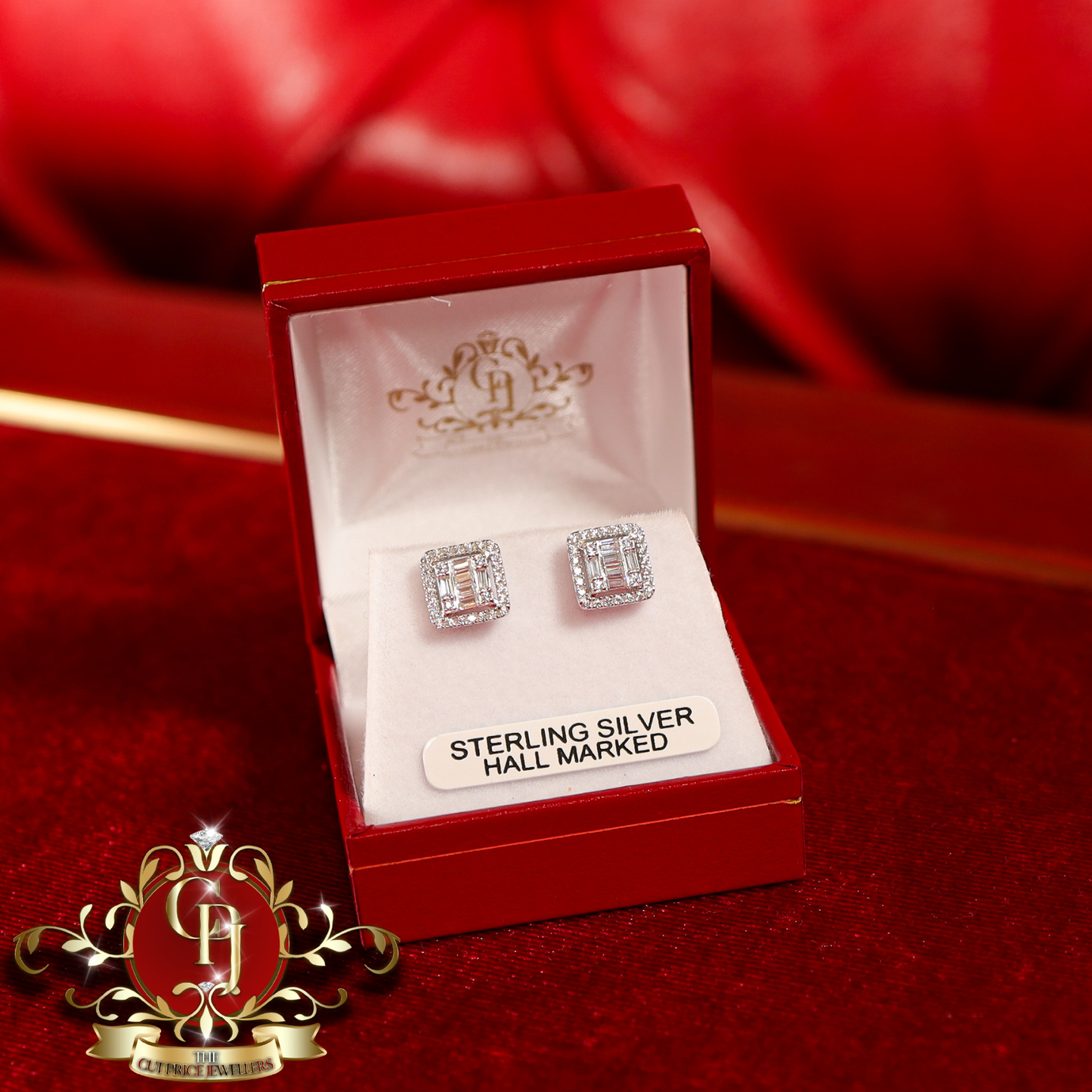 The "Zelda" Stud Earrings (Sterling Silver with Cubic Zirconia) | The Cut Price Jewellers