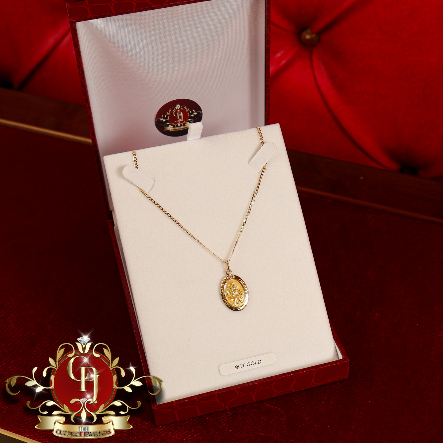 9ct Gold St. Christopher Pendant with Chain | The Cut Price Jewellers