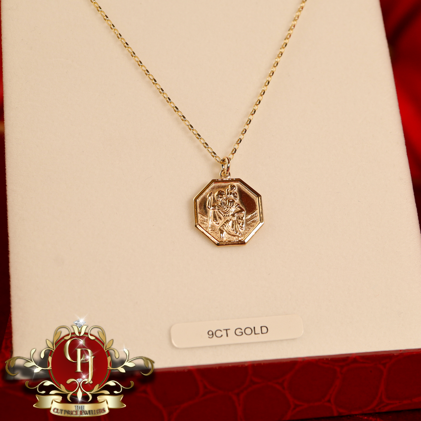 9ct Gold St. Christopher Pendant with Chain | The Cut Price Jewellers