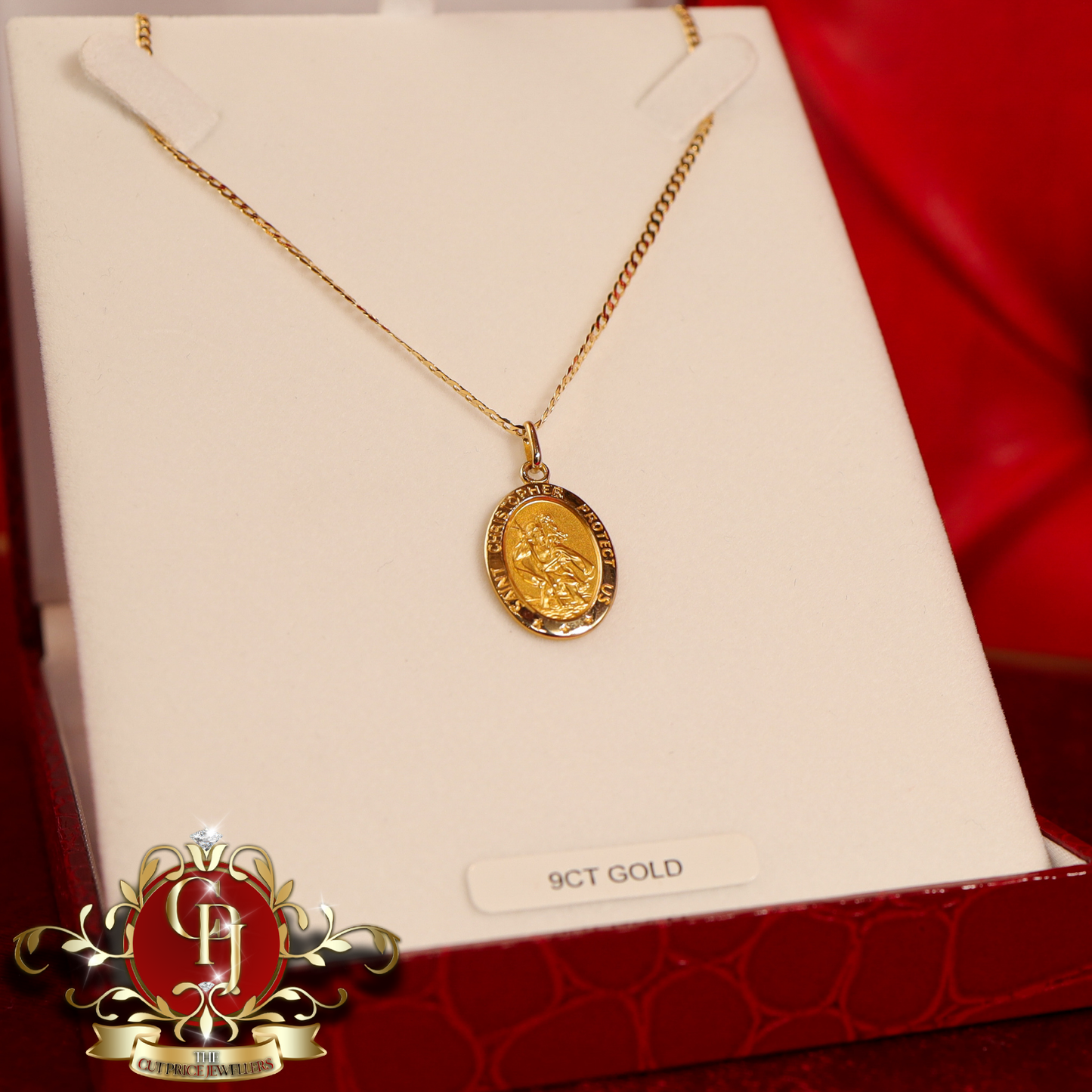 9ct Gold St. Christopher Pendant with Chain | The Cut Price Jewellers