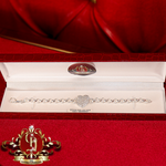 Single Heart Sterling Silver Belcher Bracelet with Cubic Zirconia