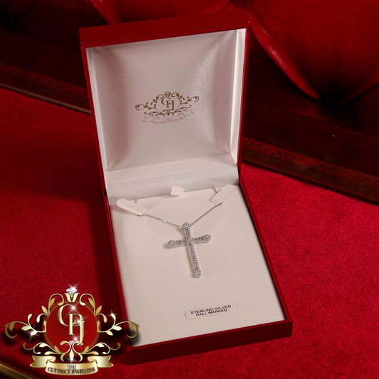 Sterling Silver "Mae" Cross & Chain with Cubic Zirconia | The Cut Price Jewellers