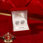 9ct White Gold Baguette CZ Heart Stud Earrings