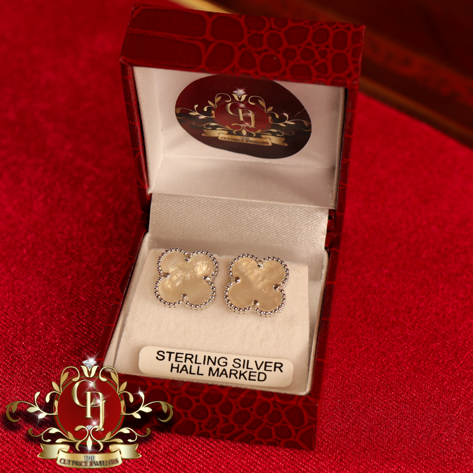 Mother of Pearl-style Clover Studs