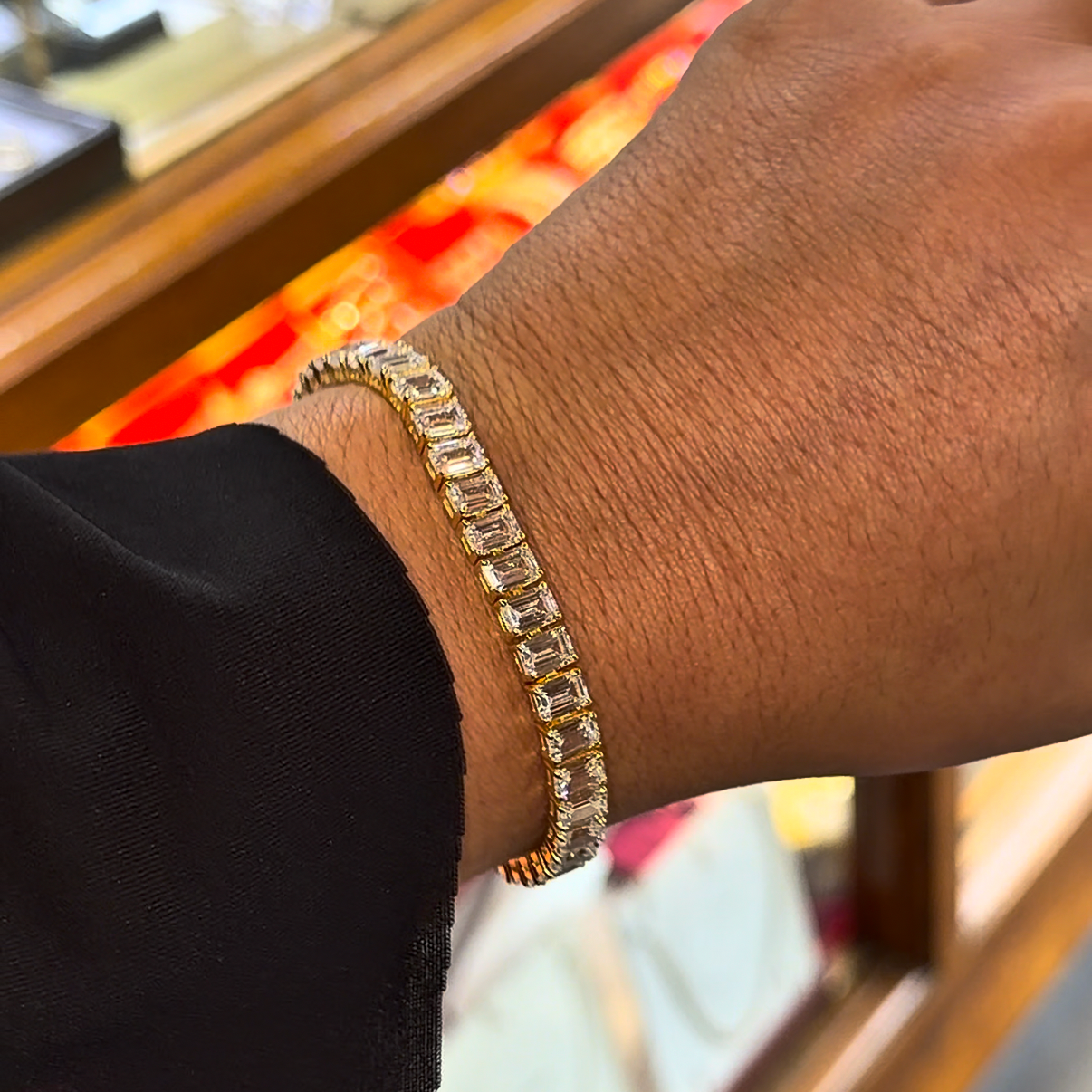 The Blaire Baguette Tennis Bracelet Gold Plated