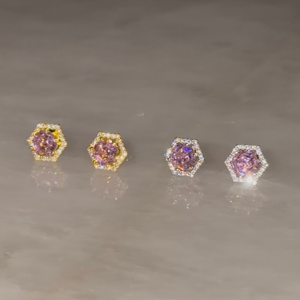 The "2-in-1" Hex Studs Pink