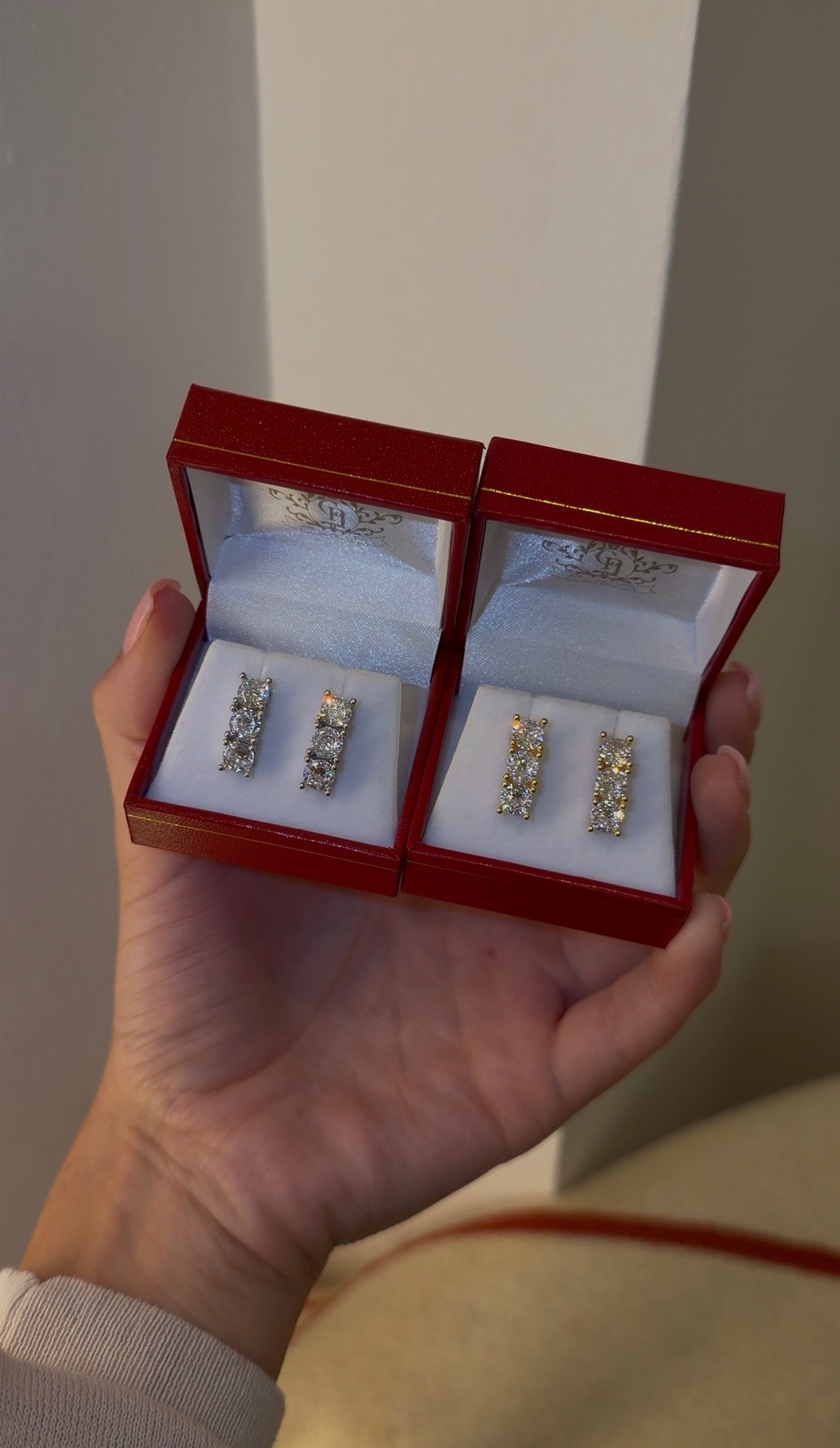 The Nina three stone earrings