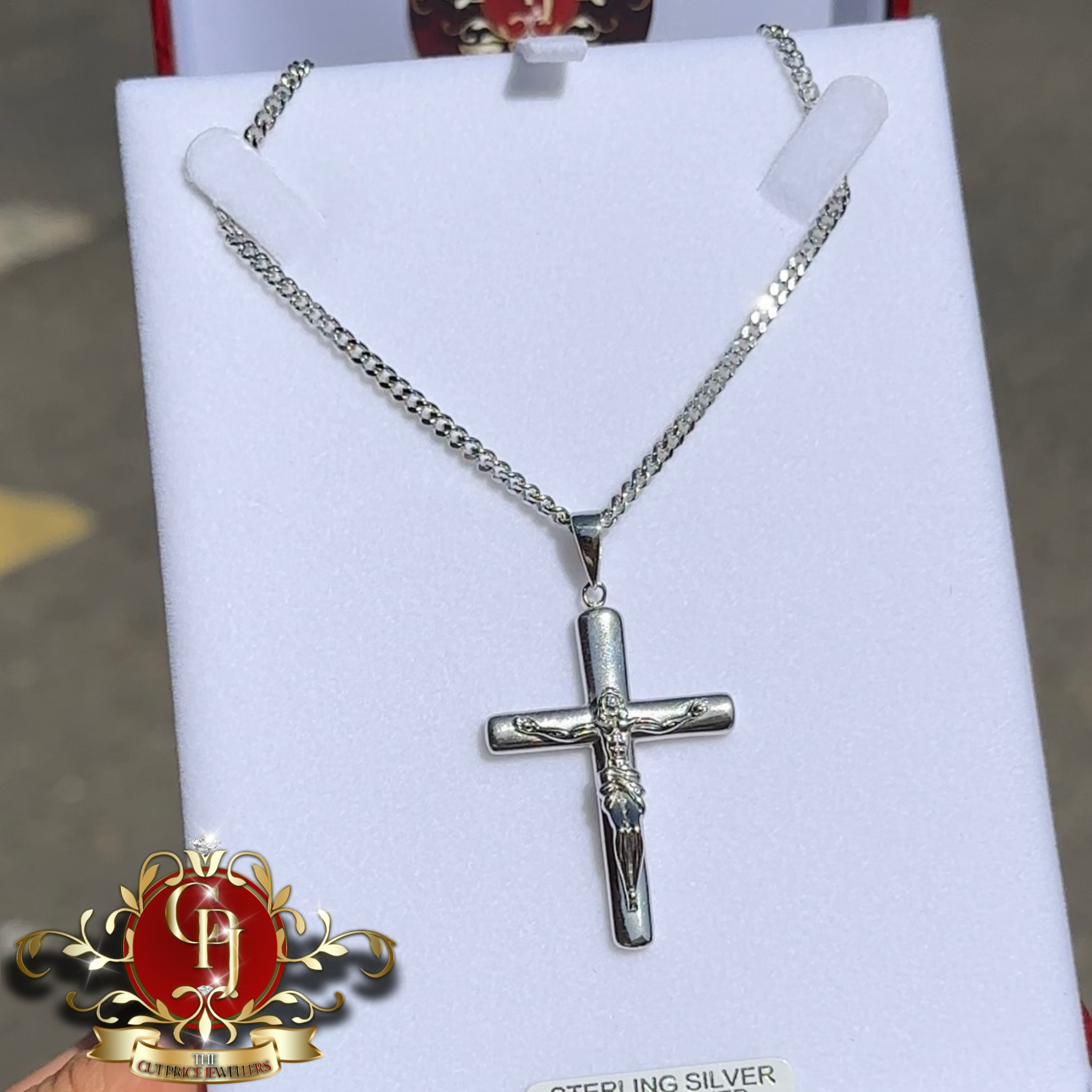 Solid Sterling Silver Chain & Cross