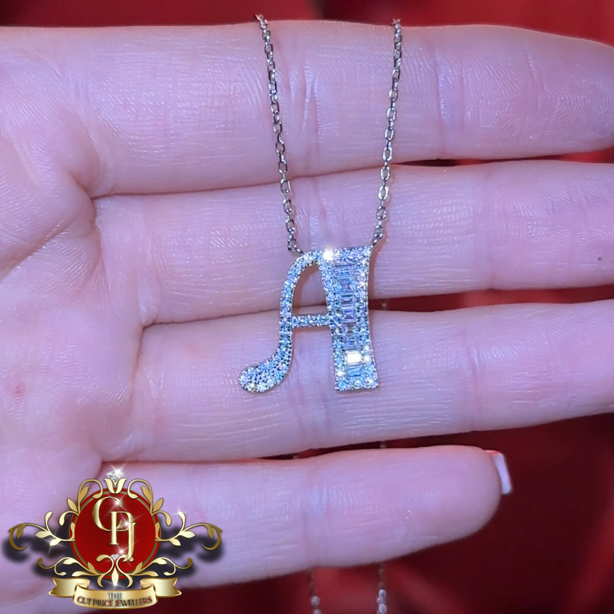 Baguette Initial Pendants