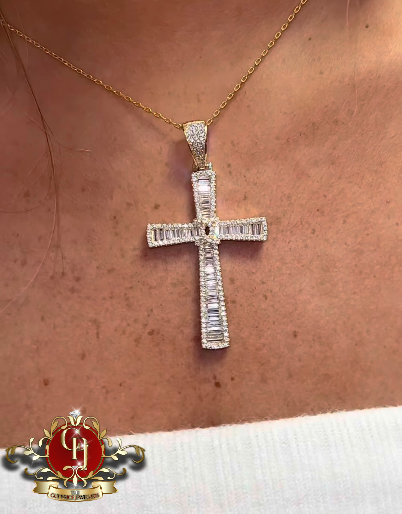 Gold-Plated Coco Cross & Chain