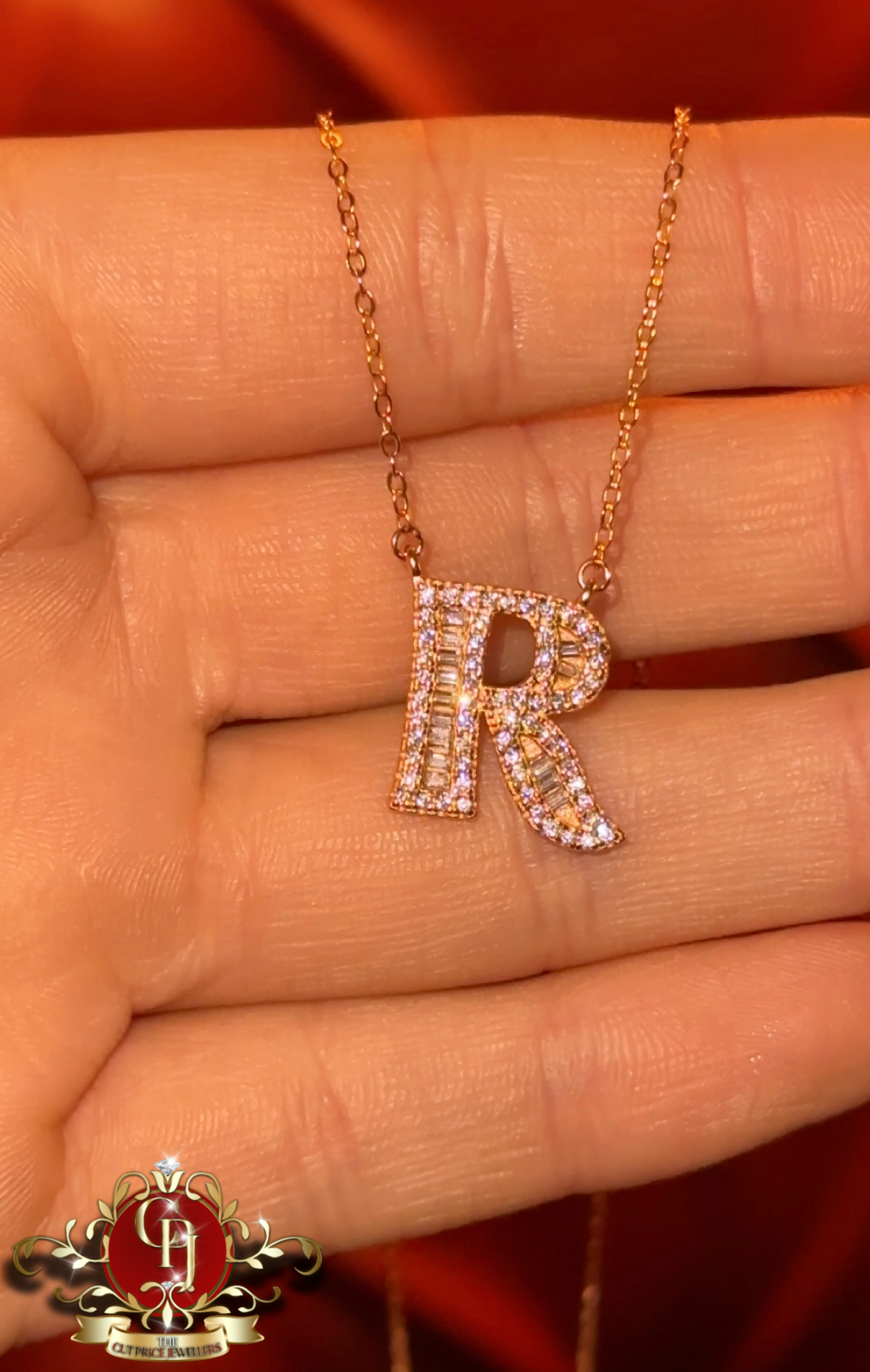 Baguette Initial Pendants