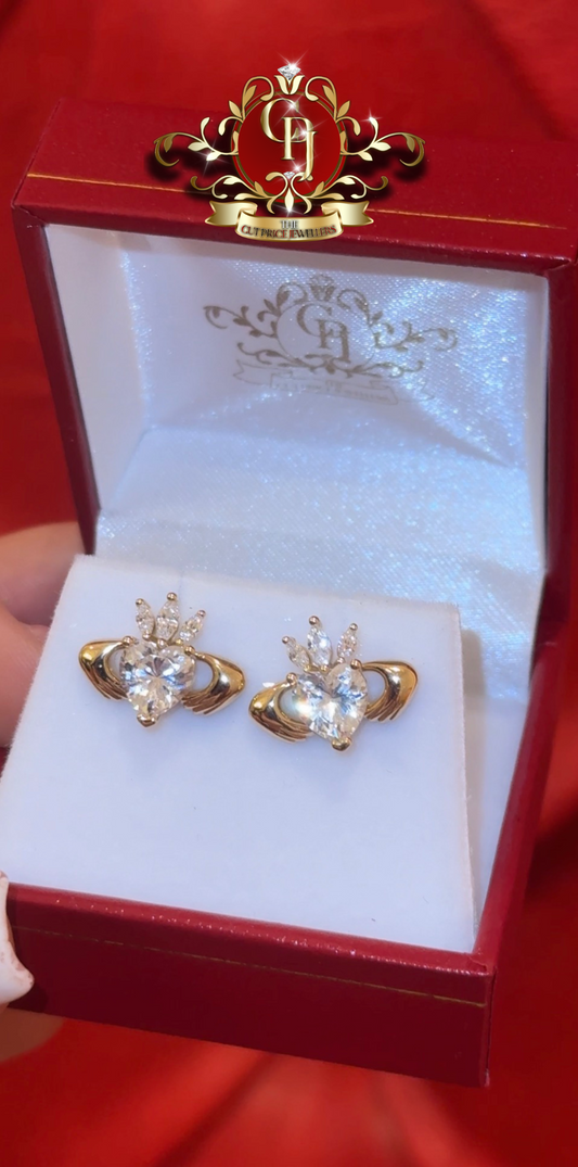 Claddagh Stud Earrings | The Cut Price Jewellers